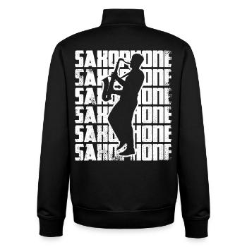 Saxophone drôle - Sweat zippé unisexe en coton bio Stanley/Stella - noir - Dos - AI Model Male 185 light (185cm)