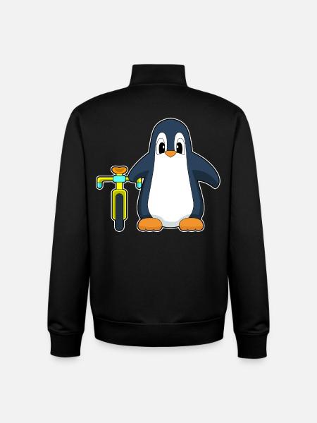 Vélo pingouin - Sweat zippé unisexe en coton bio Stanley/Stella - noir