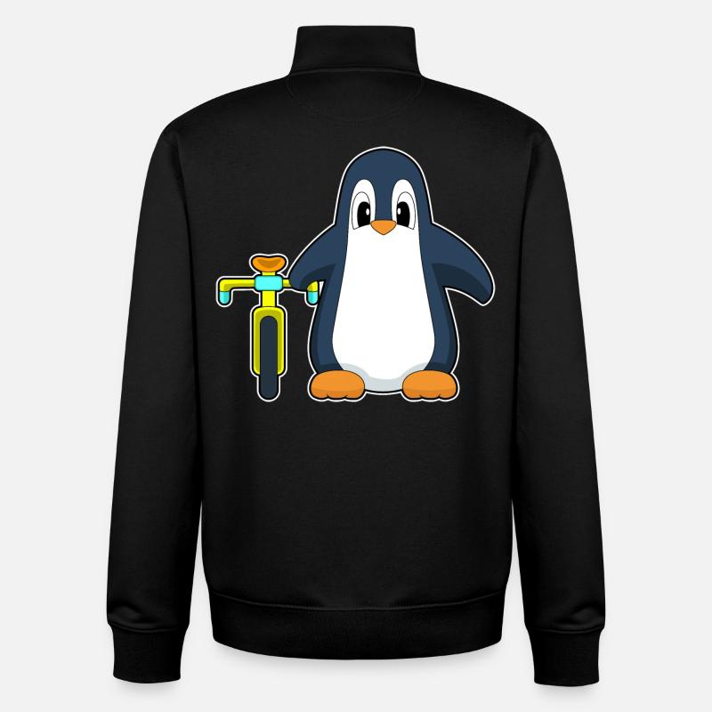 Pinguin Fahrrad - Unisex Organic Zip Sweatshirt von Stanley/Stella - Schwarz