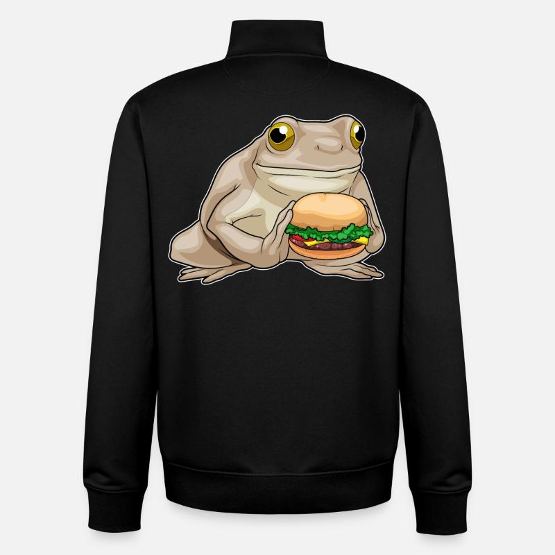 Frog Cheeseburger - Unisex Organic Zip Sweatshirt by Stanley/Stella - black