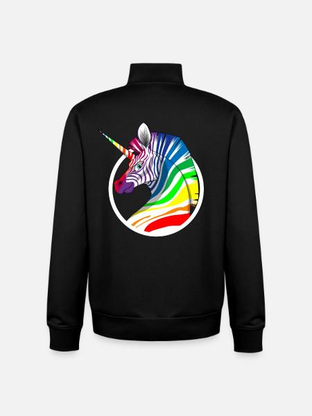 Regenbogen Einhorn Zebra - Unisex Organic Zip Sweatshirt von Stanley/Stella - Schwarz