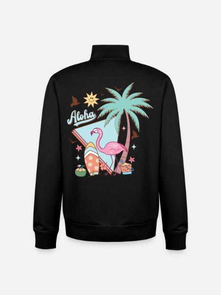 Aloha Été - Sweat zippé unisexe en coton bio Stanley/Stella - noir