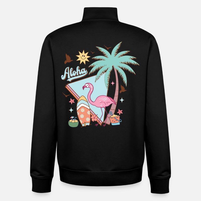 Aloha Été - Sweat zippé unisexe en coton bio Stanley/Stella - noir