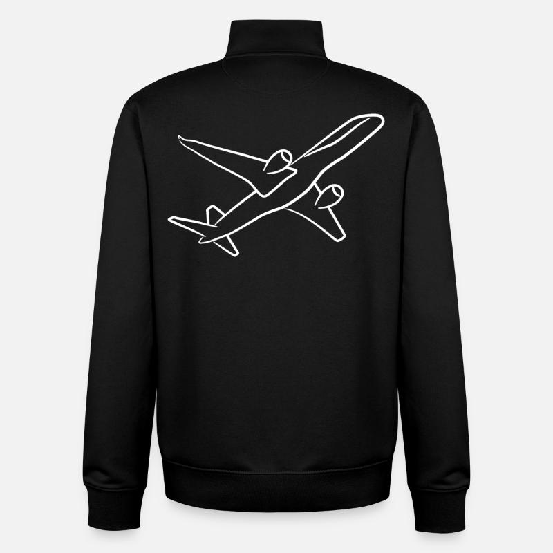 Airplane Sketch - Unisex Organic Zip Sweatshirt by Stanley/Stella - black