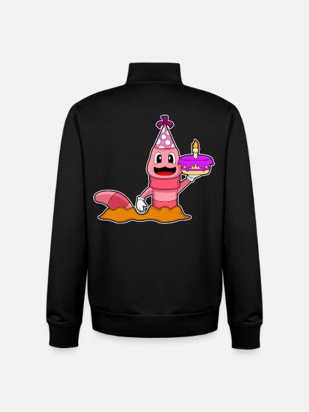 Worm Birthday Cake - Unisex Organic Zip Sweatshirt by Stanley/Stella - black