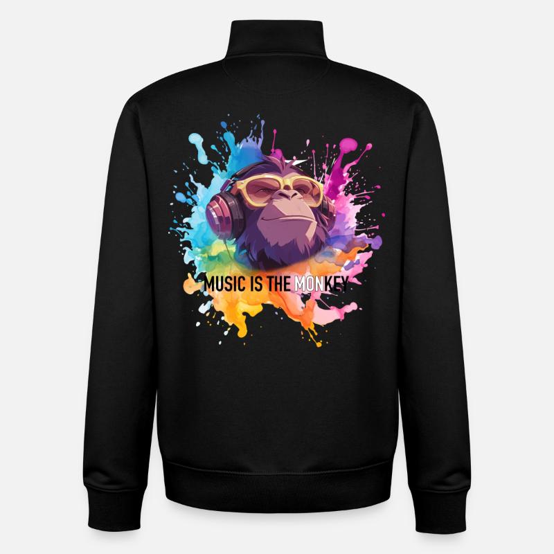 Music is the monkey pun - Unisex Organic Zip Sweatshirt by Stanley/Stella - black