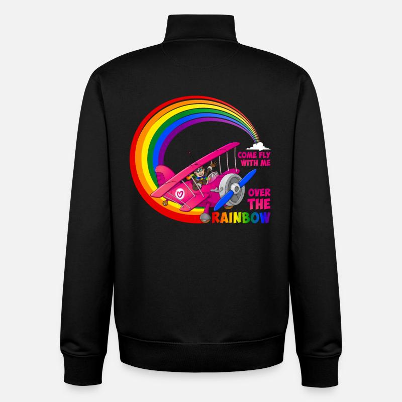 Voler avec moi au-dessus de l’arc-en-ciel - lgbt - Sweat zippé unisexe en coton bio Stanley/Stella - noir