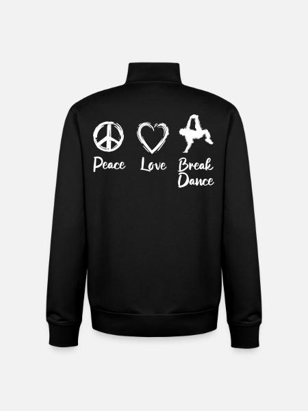 Peace Love Break Dance - Unisex Organic Zip Sweatshirt by Stanley/Stella - black