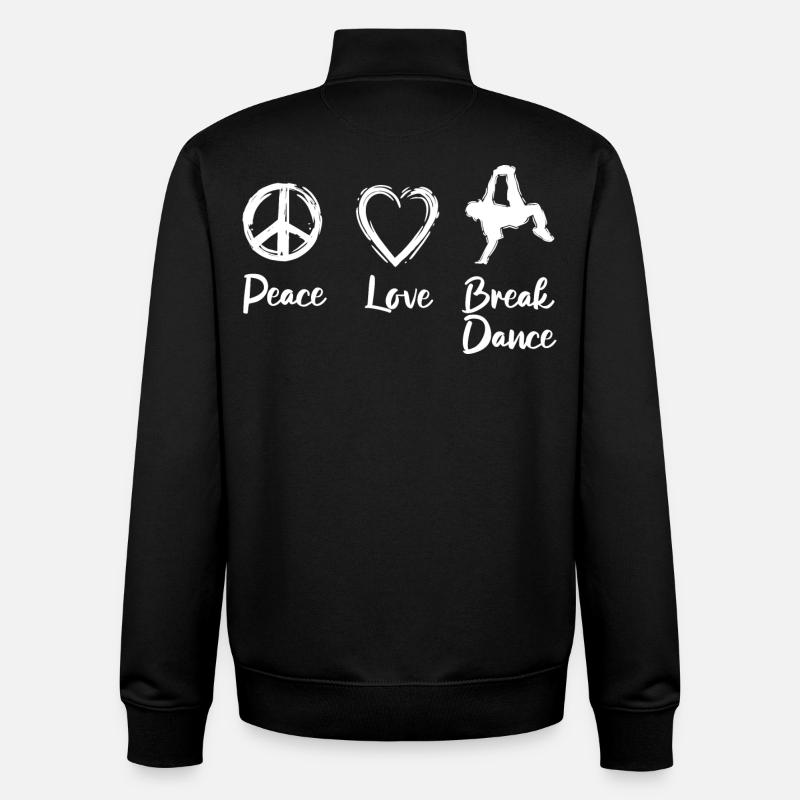 Peace Love Break Dance - Unisex Organic Zip Sweatshirt by Stanley/Stella - black