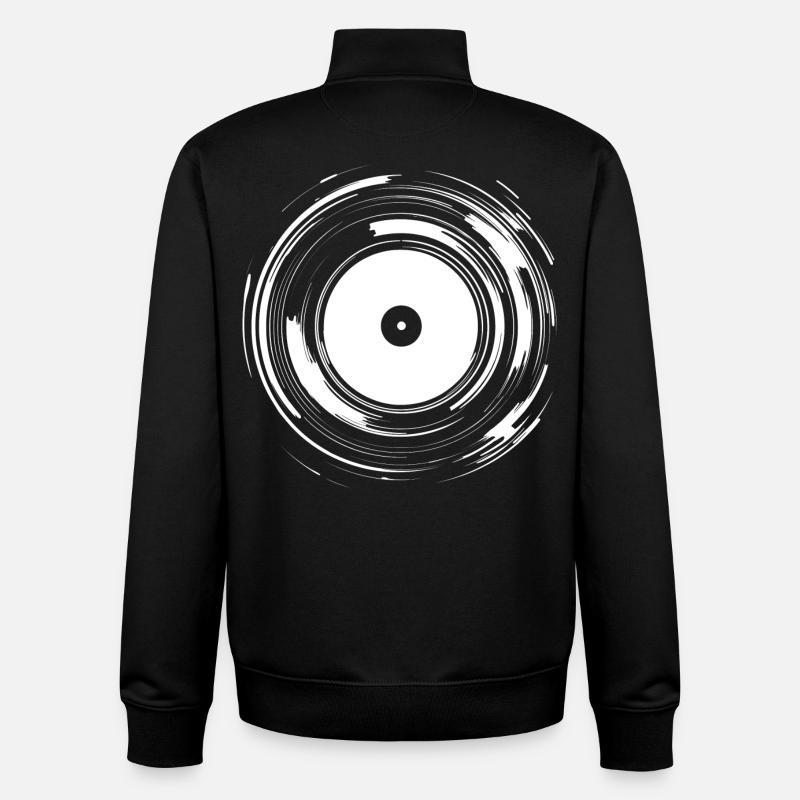 Platine vinyle Disc Jockey - Sweat zippé unisexe en coton bio Stanley/Stella - noir