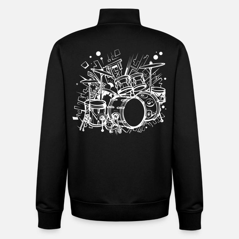 Drum Kit Line Art - Unisex Organic Zip Sweatshirt by Stanley/Stella - black