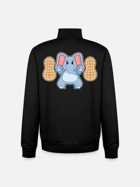 Elephant Bodybuilder Barbell Bodybuilding - Unisex Organic Zip Sweatshirt by Stanley/Stella - black