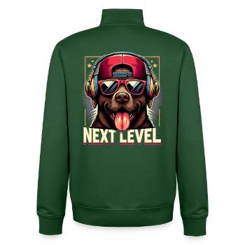 Cadeau de chien de gangster de niveau supérieur de labrador brun - Sweat zippé unisexe en coton bio Stanley/Stella - vert bouteille - Dos - AI Model Male 185 dark (185cm)