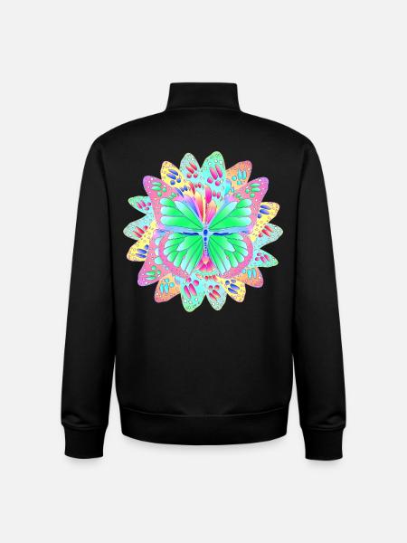 Papillons Fleur - Sweat zippé unisexe en coton bio Stanley/Stella - noir