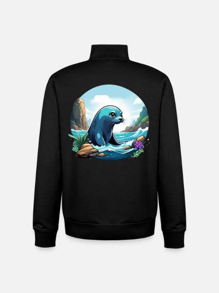 Seal on the coast - Unisex Organic Zip Sweatshirt by Stanley/Stella - black