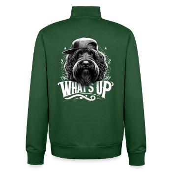 Schapendoes What's Up Gangsta Cool Dog Gift - Unisex Organic Zip Sweatshirt by Stanley/Stella - bottle green - Back - AI Model Male 185 dark (185cm)