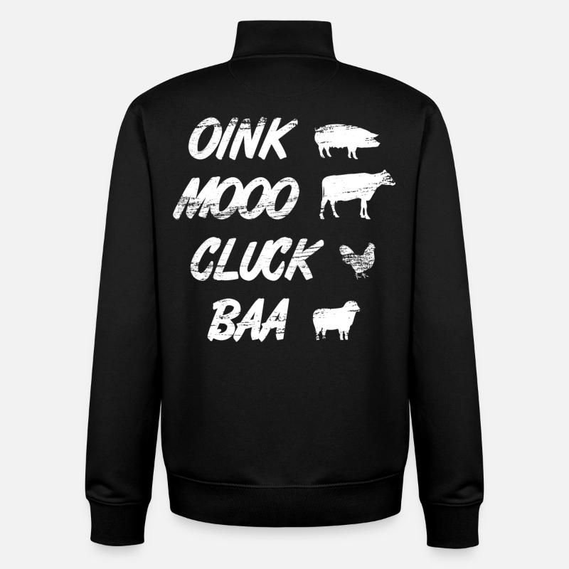 Oink Mooo Cluck Baa - Unisex Organic Zip Sweatshirt by Stanley/Stella - black
