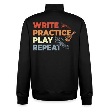 Ukulele Zitat Retro Stil - Unisex Organic Zip Sweatshirt von Stanley/Stella - Schwarz - Hinten - AI Model Male 185 light (185cm)