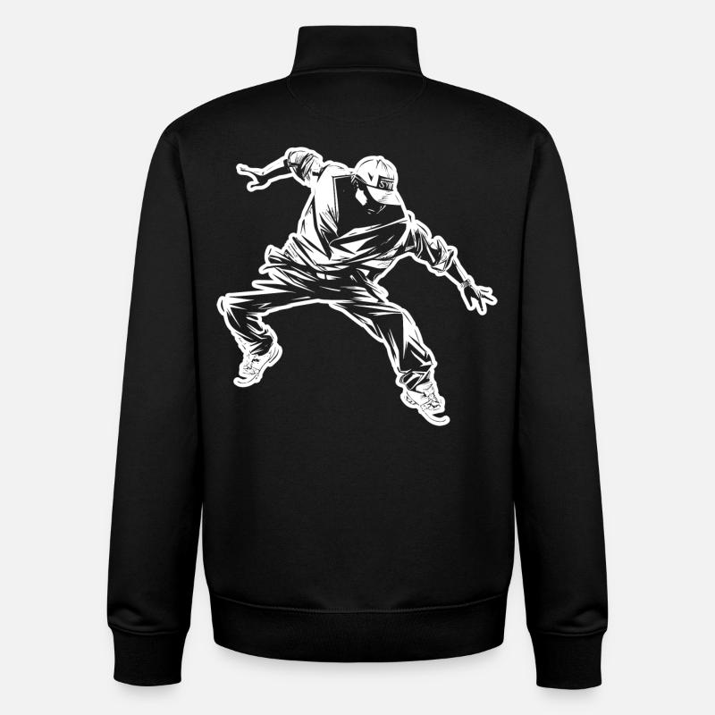 Dessin de breakdance - Sweat zippé unisexe en coton bio Stanley/Stella - noir