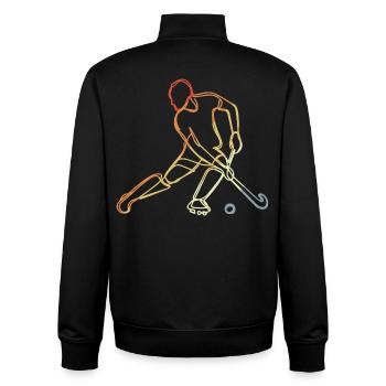 Croquis de hockey sur gazon vintage - Sweat zippé unisexe en coton bio Stanley/Stella - noir - Dos - AI Model Male 185 light (185cm)