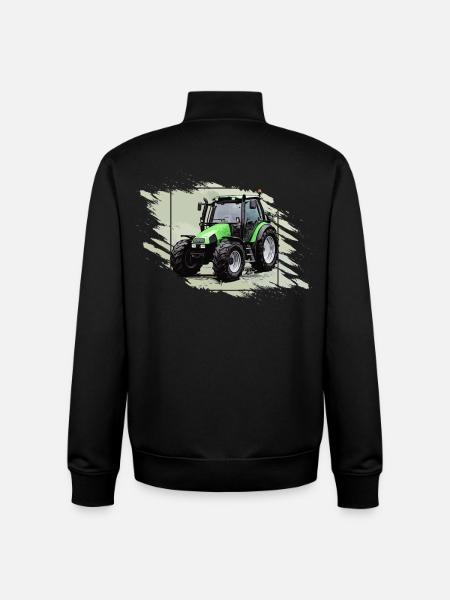 Small Green Tractor - Unisex Organic Zip Sweatshirt by Stanley/Stella - black