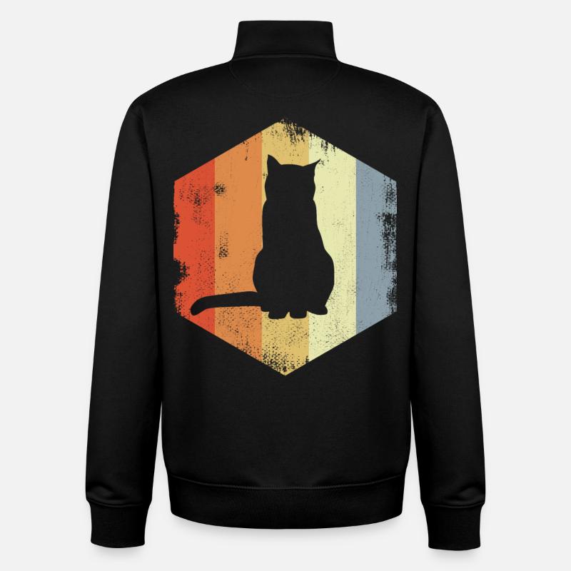 Retro Cat - Unisex Organic Zip Sweatshirt by Stanley/Stella - black