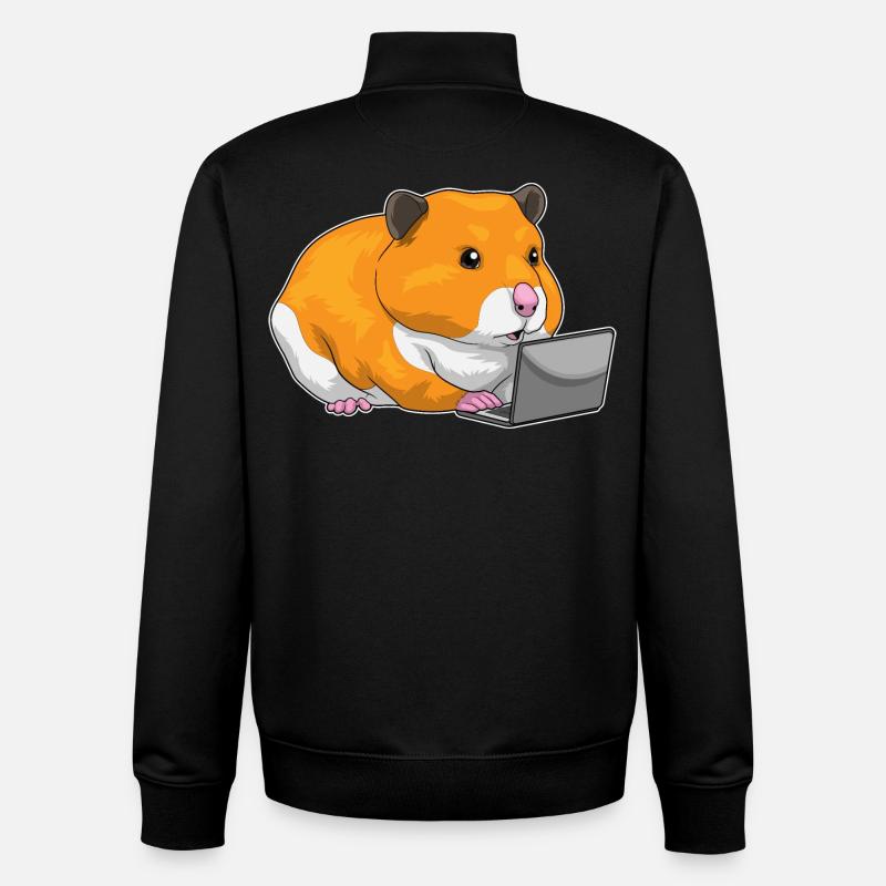 Hamster Laptop - Unisex Organic Zip Sweatshirt by Stanley/Stella - black