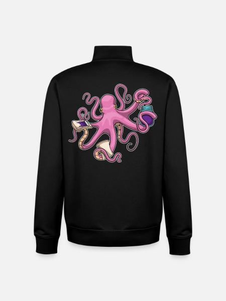 Octopus Sandwich - Unisex Organic Zip Sweatshirt by Stanley/Stella - black