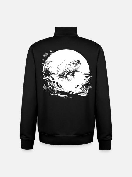 Angler Drawing - Unisex Organic Zip Sweatshirt by Stanley/Stella - black