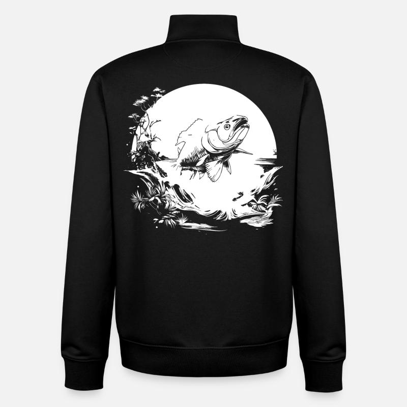 Angler Zeichnung - Unisex Organic Zip Sweatshirt von Stanley/Stella - Schwarz