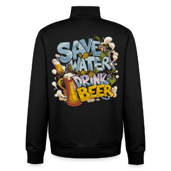 Save Water Drink Beer Biertrinker - Unisex Organic Zip Sweatshirt von Stanley/Stella - Schwarz - Hinten - AI Model Male 185 light (185cm)