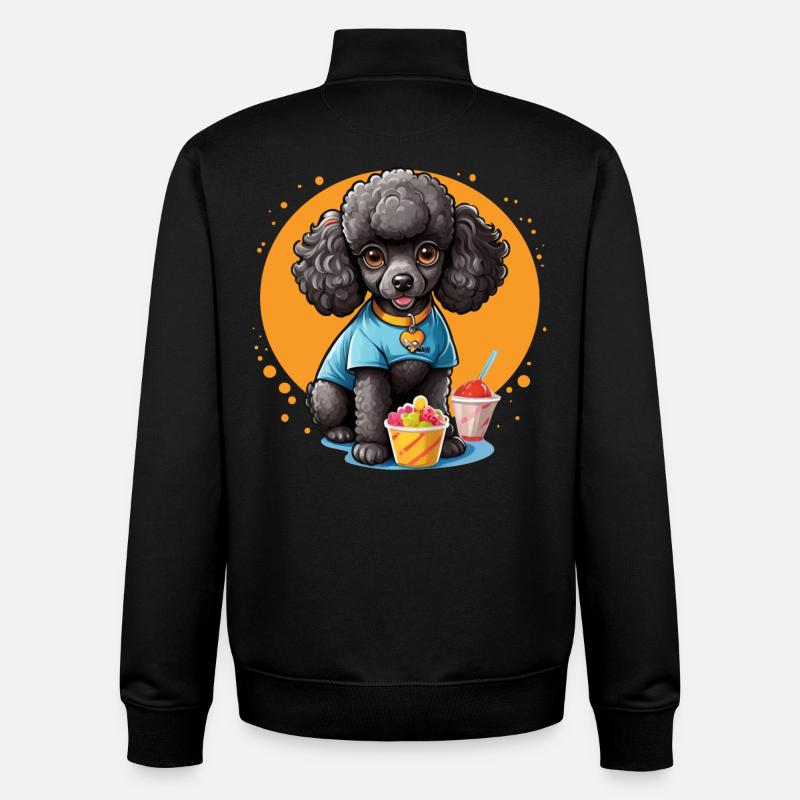 Caniche noir au dessert - Sweat zippé unisexe en coton bio Stanley/Stella - noir