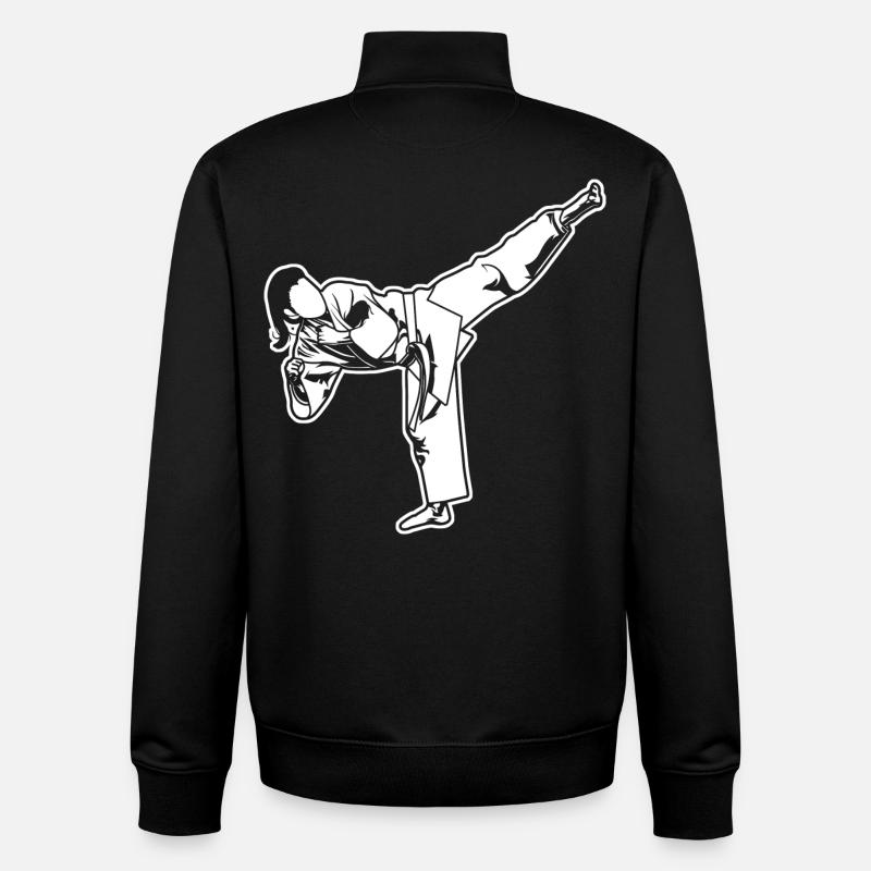 Karatéka féminine - Sweat zippé unisexe en coton bio Stanley/Stella - noir
