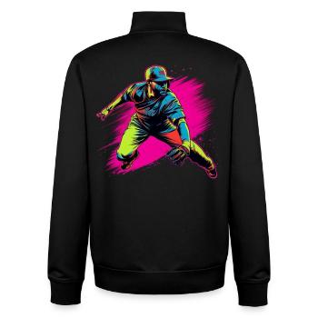 Baseballspieler Steamwave - Unisex Organic Zip Sweatshirt von Stanley/Stella - Schwarz - Hinten - AI Model Male 185 light (185cm)