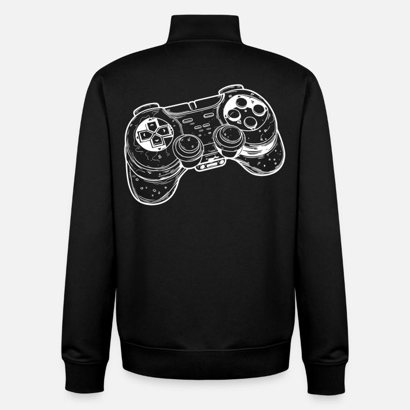 Video Game Controller Drawing - Unisex Organic Zip Sweatshirt by Stanley/Stella - black