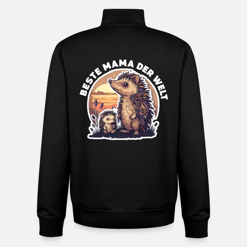 Mama Mutter Beste Mama der Welt Igel Spruch - Unisex Organic Zip Sweatshirt von Stanley/Stella - Schwarz