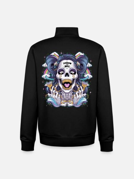 Glittering skeleton skull with rainbow - Unisex Organic Zip Sweatshirt by Stanley/Stella - black