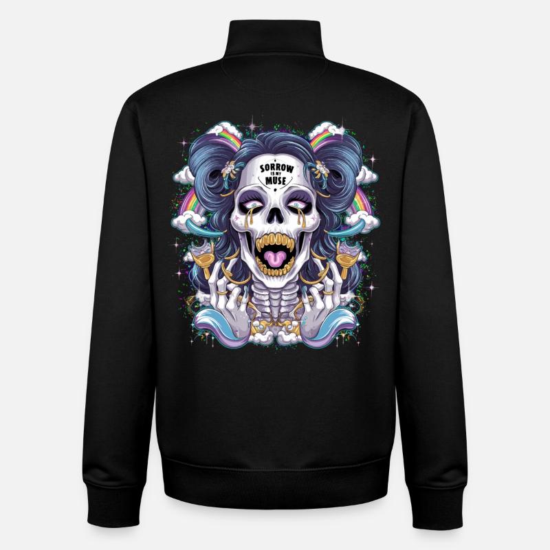 Glitzernder Skelettschädel mit Regenbogen - Unisex Organic Zip Sweatshirt von Stanley/Stella - Schwarz