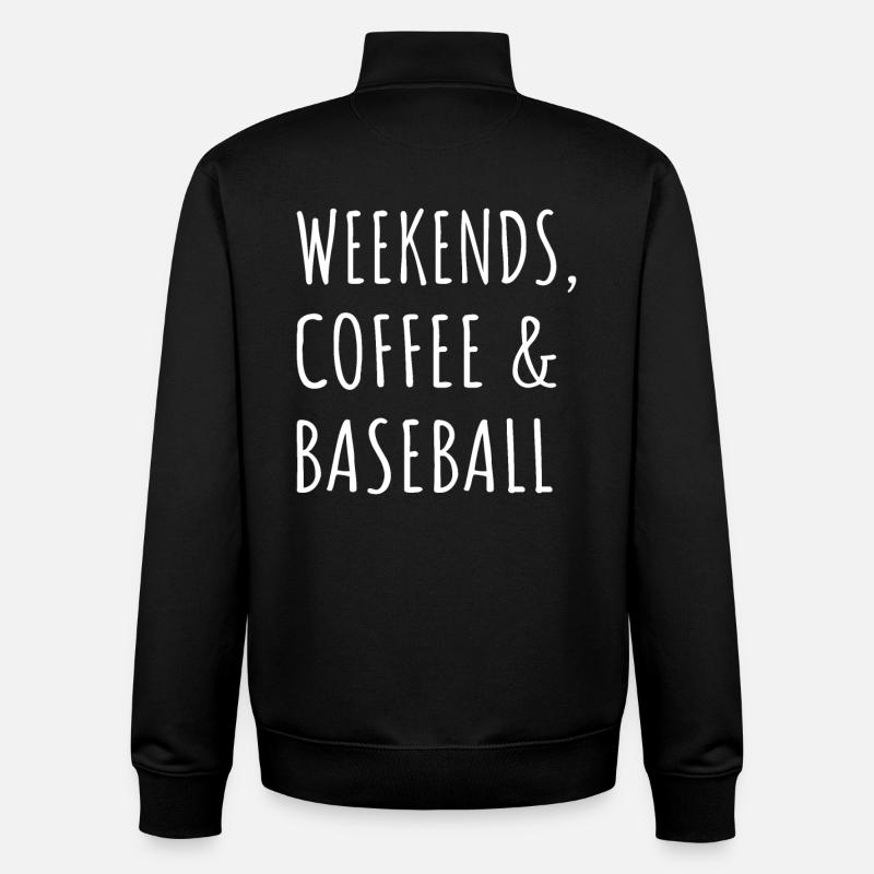 Week-ends, café et baseball I - Sweat zippé unisexe en coton bio Stanley/Stella - noir