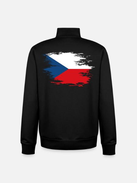 Czech Republic flag used design - Unisex Organic Zip Sweatshirt by Stanley/Stella - black