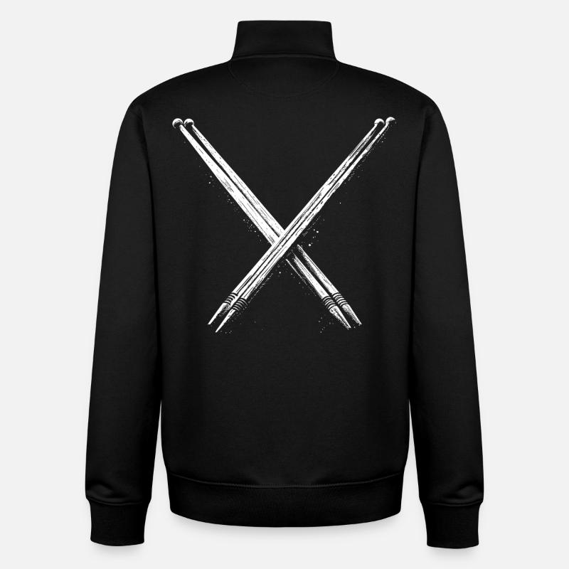 Dessin de baguettes - Sweat zippé unisexe en coton bio Stanley/Stella - noir