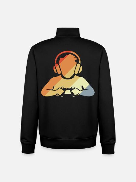 Gamer Retro Look - Unisex Organic Zip Sweatshirt by Stanley/Stella - black