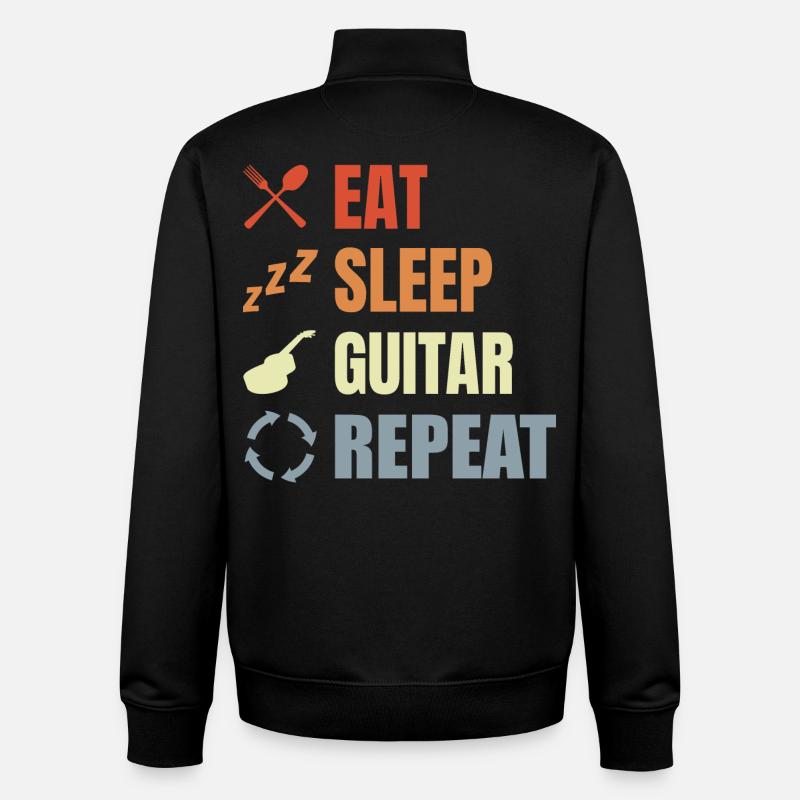 Eat Sleep Guitar Repeat - Sweat zippé unisexe en coton bio Stanley/Stella - noir
