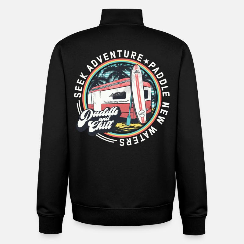 Seek adventure paddle new waters - Unisex Organic Zip Sweatshirt by Stanley/Stella - black