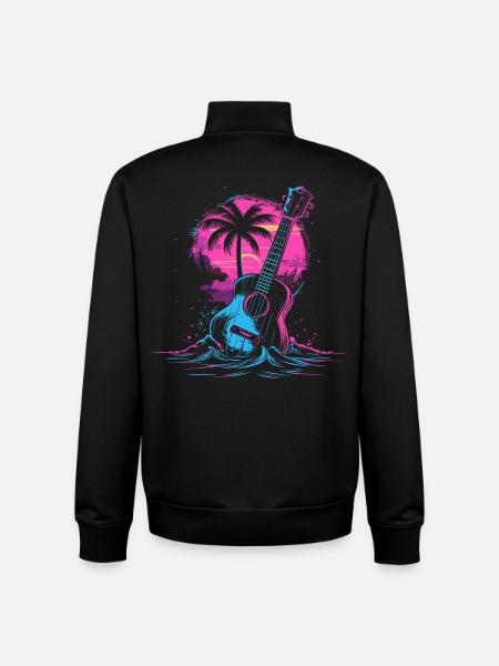 Ukulele 80s Look - Unisex Organic Zip Sweatshirt by Stanley/Stella - black