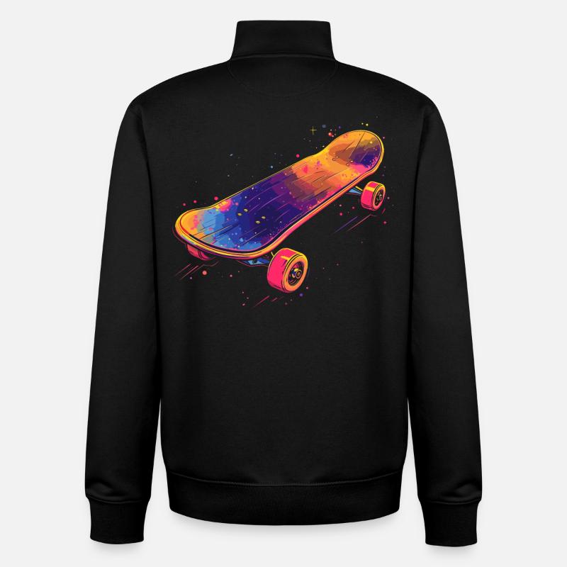 Skateboard Illustration - Unisex Organic Zip Sweatshirt by Stanley/Stella - black