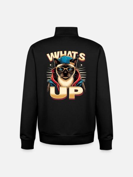 Siamese Cat Whats Up Design - Unisex Organic Zip Sweatshirt by Stanley/Stella - black