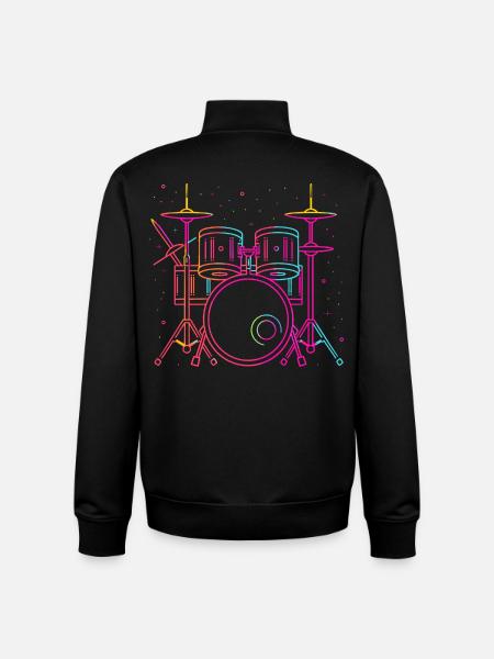 Drums Sketch Retro - Unisex Organic Zip Sweatshirt by Stanley/Stella - black