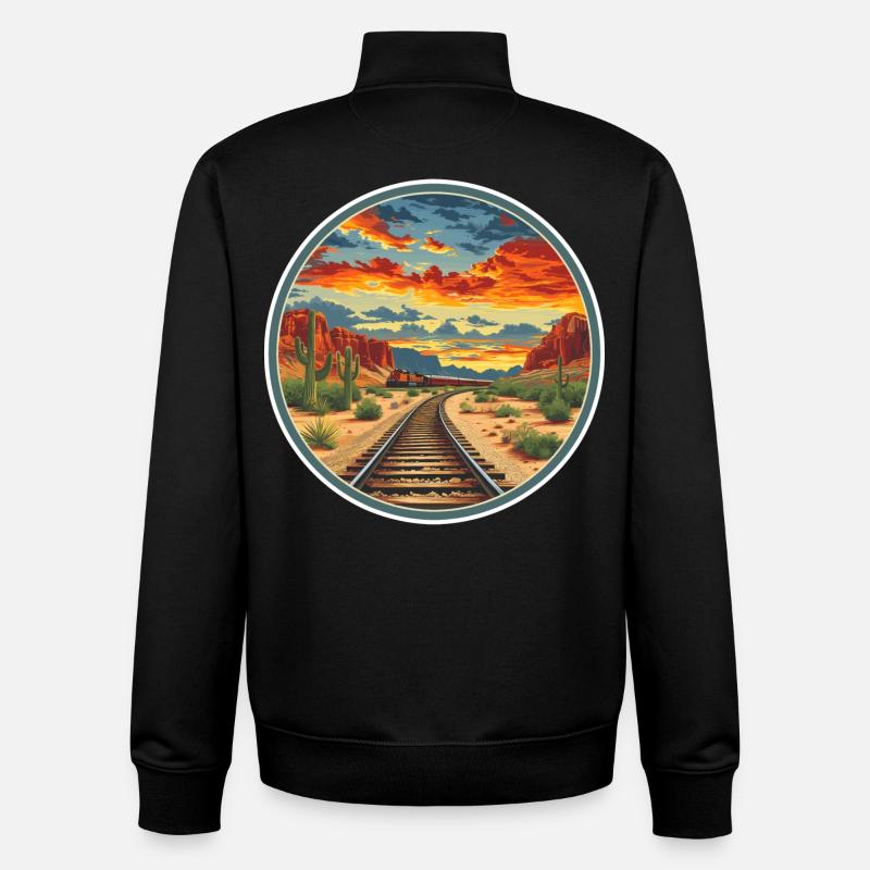 Chemin de fer - Sweat zippé unisexe en coton bio Stanley/Stella - noir