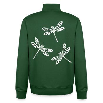 Trio of White Dragonflies - Unisex Organic Zip Sweatshirt by Stanley/Stella - bottle green - Back - AI Model Male 185 dark (185cm)